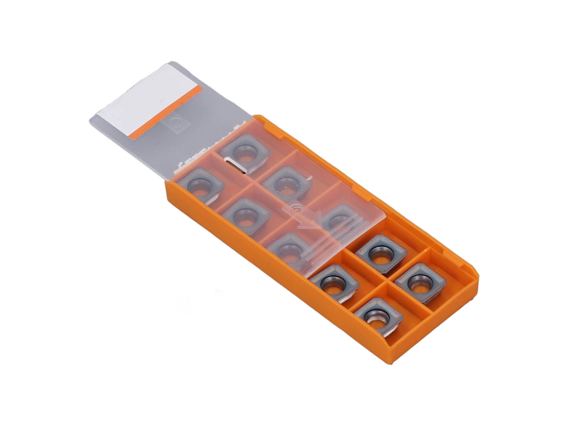 10 insertos de carburo recubiertos para cuchillas de torneado y fresado CNC con estuche.