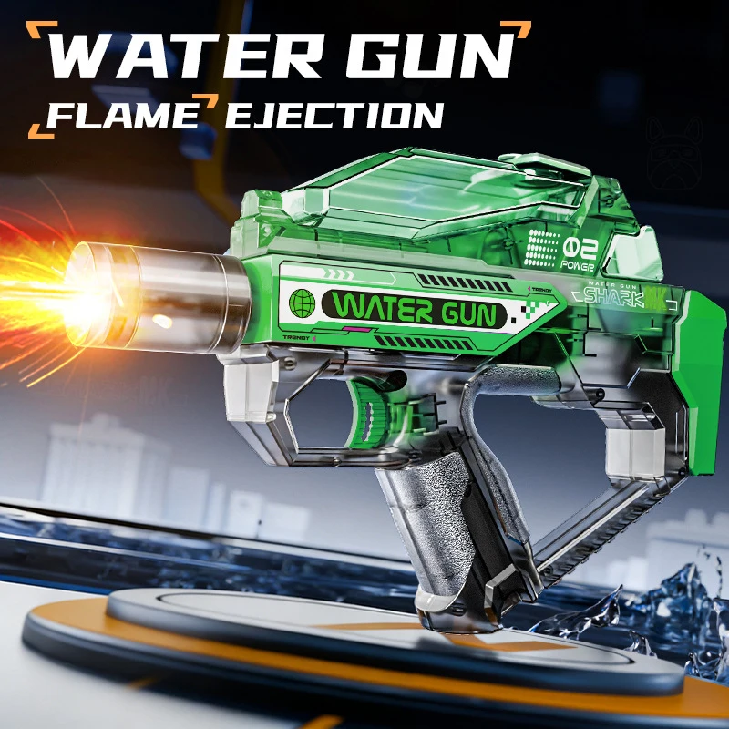 (verde) Pistola De Agua Totalmente Automática Con Luz, Disparo Continuo, Juguete Acuático, Juego De Playa.