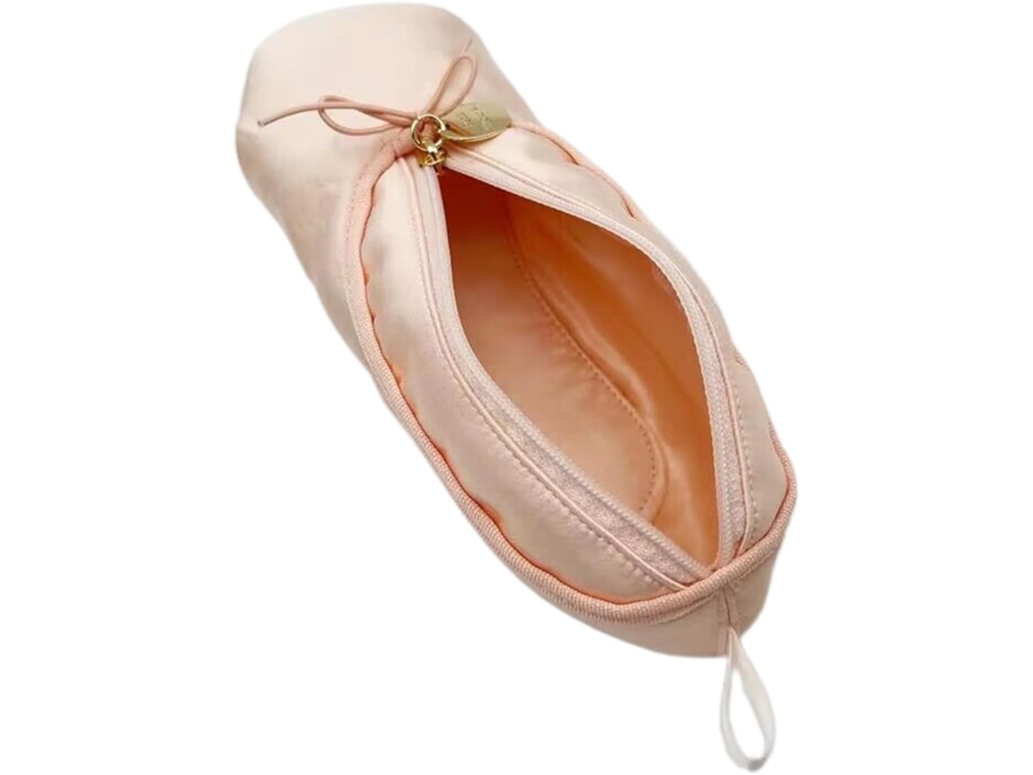 Bolsa De Maquillaje/almacenamiento Satén Rosa Con Cremallera, Para Ballet/coleccionistas