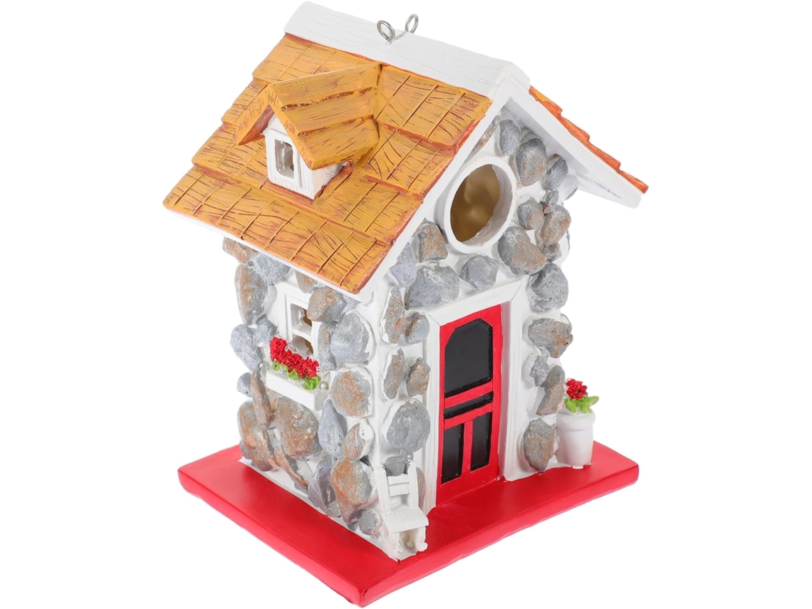 Casita Para Pájaros Colgante Para Exteriores, De Resina, Pequeña Instalación.