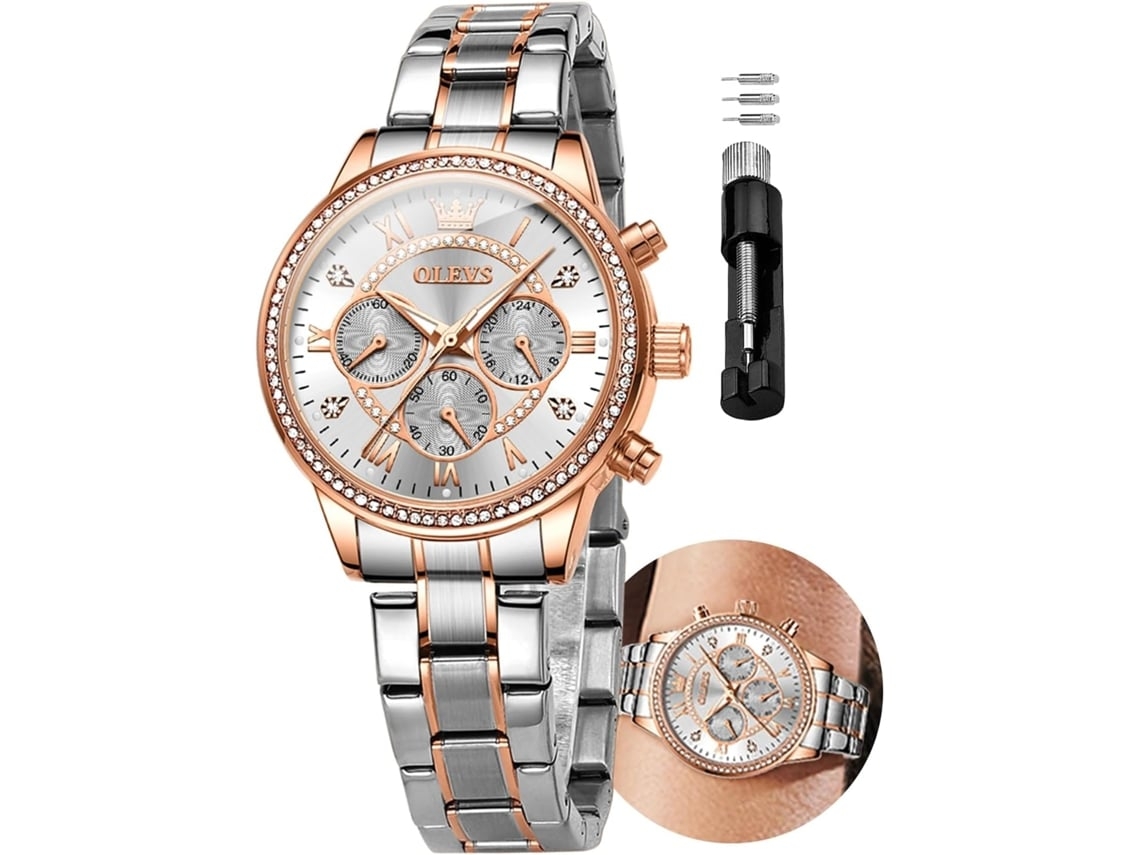 Reloj Femenino De Cuarzo Con Diamante Pulsera De Cuero Genuino Reloj Luminoso Resistente Al Agua Blanco Yuysan