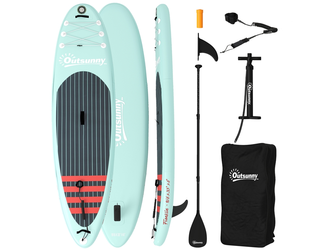 Tabla De Sup Hinchable De 320 Cm Antideslizante, Remo De Aluminio Ajustable, Aleta, Bomba Y Mochila.