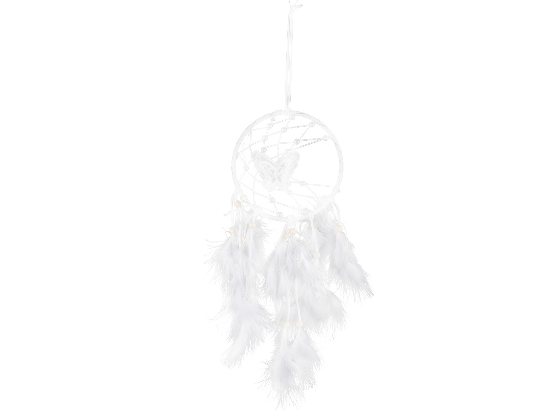 Atrapasueños Baok Home Decor con mariposas blancas y plumas, adorno colgante, regalo para niñas.