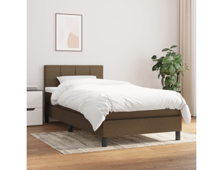 Cama con somier VIDAXL (Marrón - Tela - 193 x 90 x 88 cm)