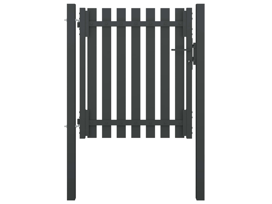 Puerta De Valla Del Jardín De Acero Gris Antracita 1x1,25 Cm
