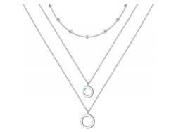 Cadena Colgante De Plata Ley 925 De Tres Capas Con Extensor Para Mujer Estilo Geométrico Zuk Capa Circular