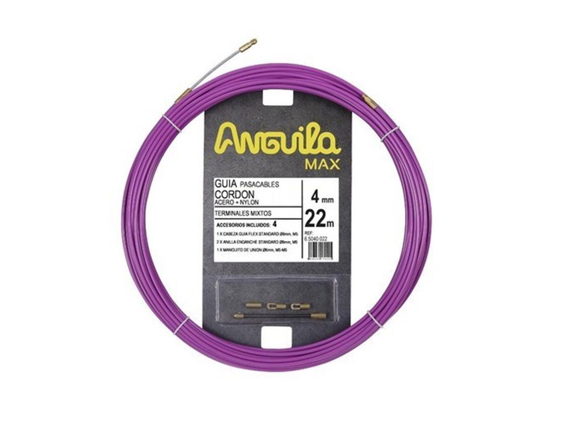 Anguila 65040022 | Pasacables Anguila Max 4mm Acero / Nylon 22m Lila