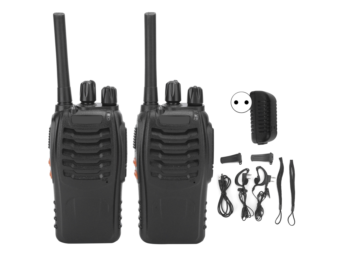 2 Radios Walkie-talkie Baofeng Bf-888h De 400-470 Mhz Y 16 Canales, Con Carga Usb, Portátiles Y Enchufe Europeo.