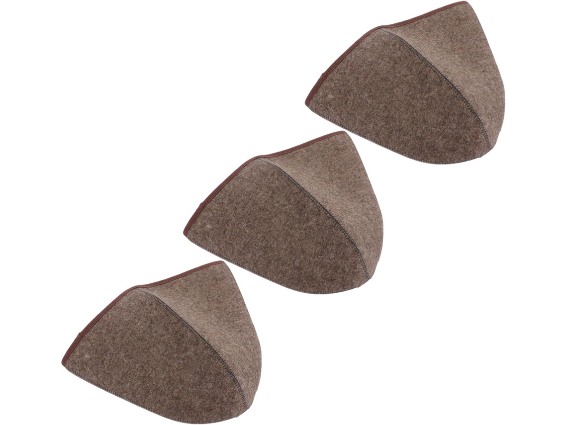 Lot De 3 Bonnets De Sauna En Feutre De Laine Épais Cuelloleur Brun Foncé Taille Unique Sombreros Isol...