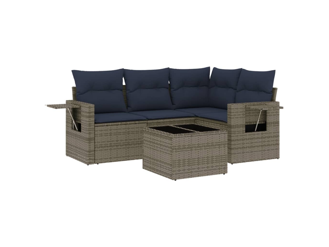 Maison Exclusive - Conjunto De Sofá De Jardín De 5 Piezas Con Cojines, Poliratán Gris