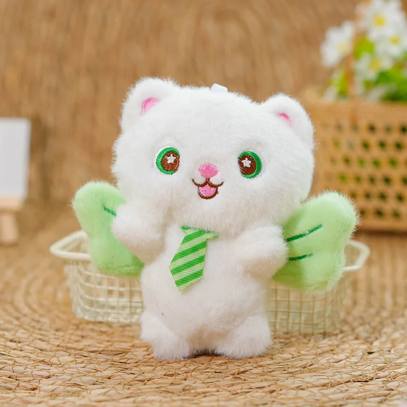 (verde) Chaveiro De Pelúcia De Gato Anjo Fofo De 12 Cm
