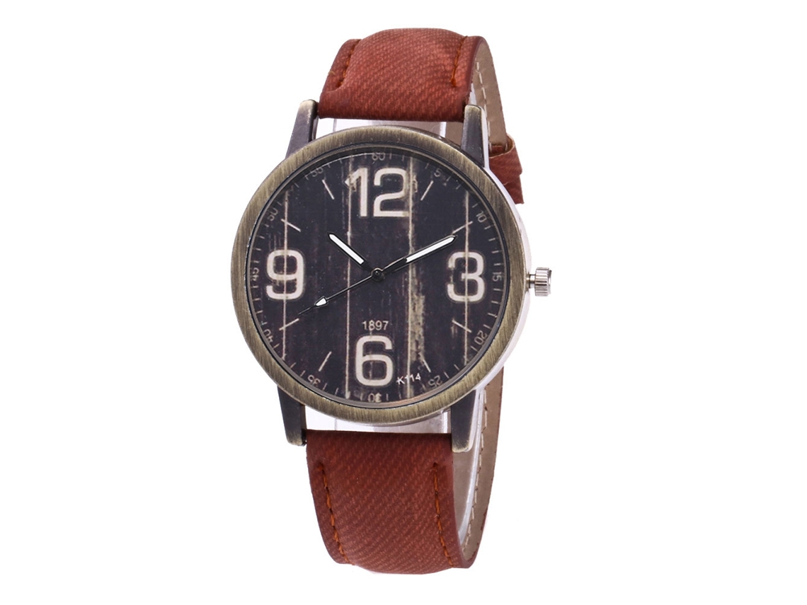 Reloj De Pulsera Unisex De Cuero Estilo Retro Punk, Marrón Oscuro, Zhoulianfa