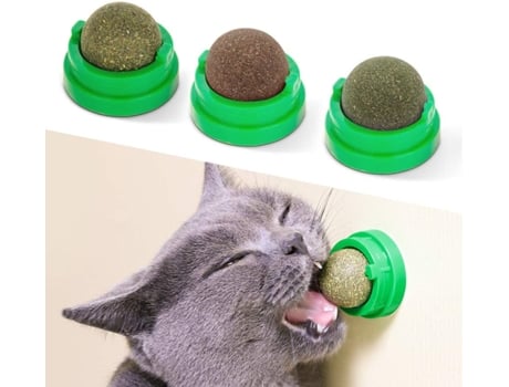 Ball Silver Vine Catnip Comestible Cat Lick Kitten Toy Safe 3 Un ELKUAIE