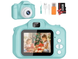 Cámara de vídeo digital para niños HD 1080p con tarjeta SD de 32 GB para niños de 3 a 12 años, color verde Siurn