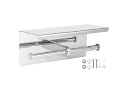 Soporte Para Papel Higiénico De Acero Inoxidable 304 Con Estante Para Teléfono Móvil Y Rollo Adicional, Para Baño.