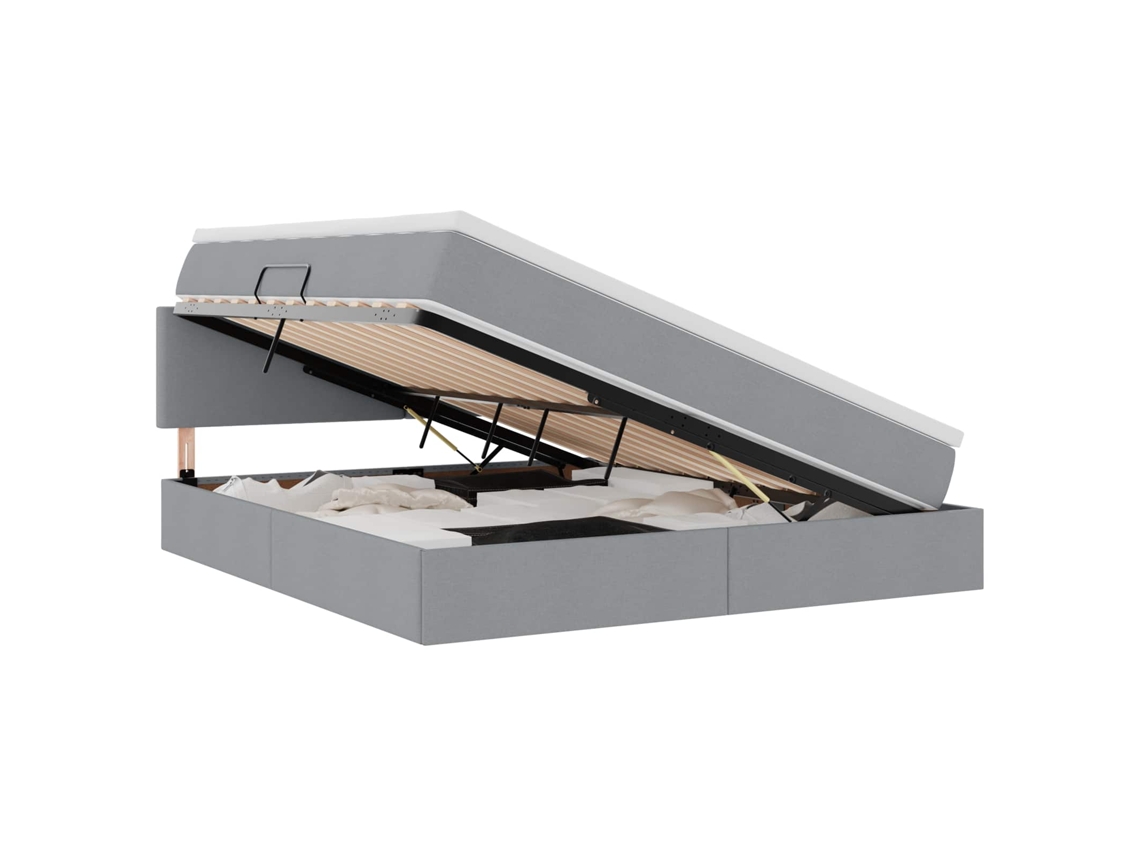 Maison Exclusive - Cama Con Almacenamiento Y Led Gris Claro 180 X 200 Cm Tela