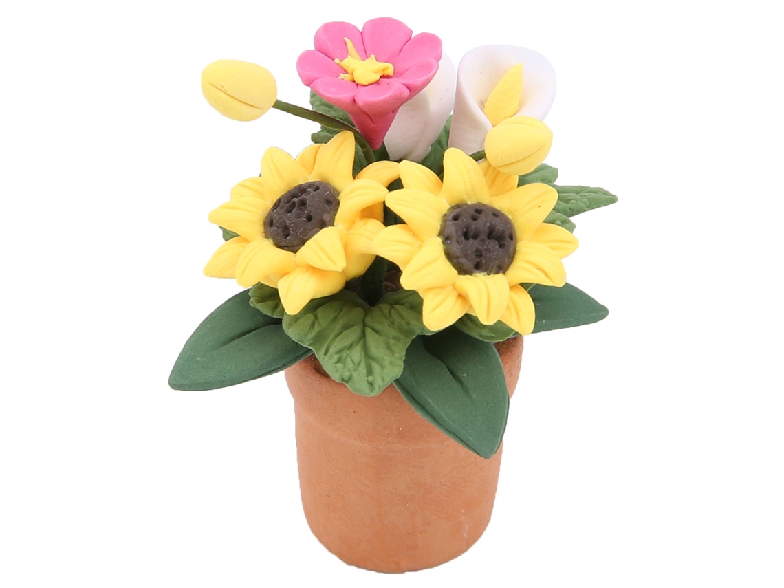 Mali miniatura Bonsai Flor Girassol Decoração Casinha Bonecas 1:12 Acessório Jardim