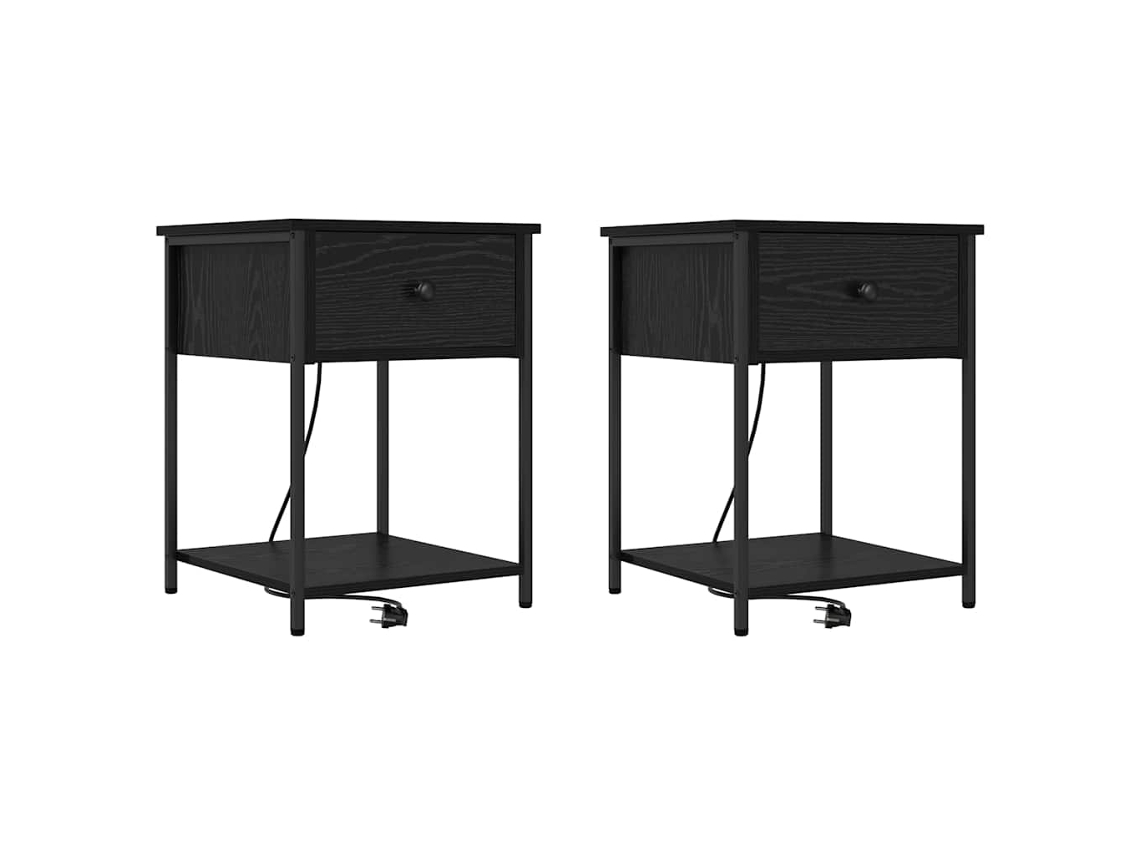 Maison Exclusive - Armario De Noche Con Cajón 2 Pcs Roble Negro 42 X 41 X 56 Cm