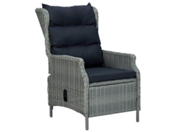 Silla de jardín reclinable DKD Home Decor con cojines, mimbre gris claro
