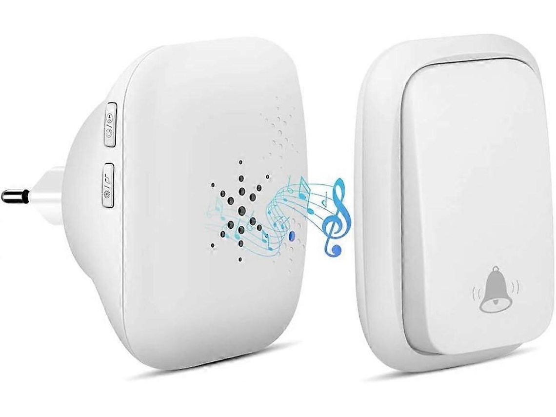 Timbre Inalámbrico Autonomo Sin Baterías, Campana Inalámbrica Impermeable Con 38 Tonos, 4 Niveles De Volumen Y Alcance 150m