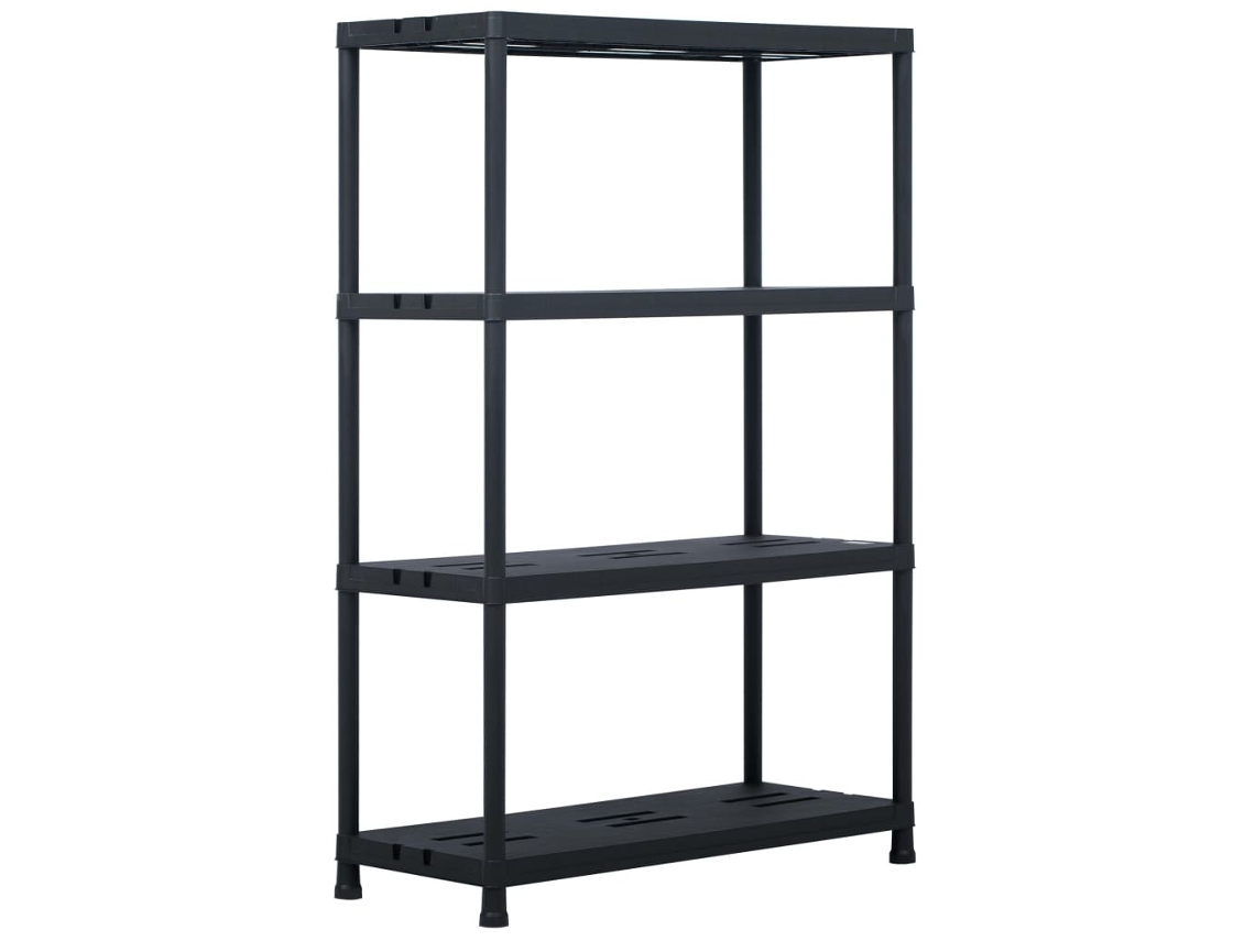 Estante de almacenamiento negro, 485 lb, 35,4 x 15,7 x 54,3 pulgadas, plástico