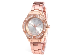 Reloj Unisex De Moda Zhoulianfa Con Cristales Y Dial De Oro Rosa Cuarzo