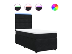 Maison Exclusive - Cama Box Spring Con Colchón Terciopelo Negro 80x200 Cm