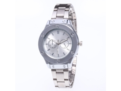 Reloj De Pulsera De Aleación Moda Dial Redondo Analógico Cuarzo Plata