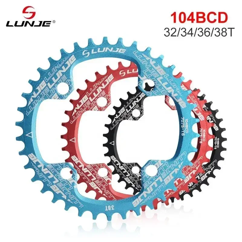 Juego de bielas Lunje para bicicleta de montaña (104BCD, 38 dientes, plato estrecho y ancho)