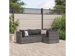 Conjunto de muebles de jardín con cojines, mimbre gris PE, Dkd Home Decor