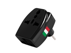 Adaptador de viaje tipo L Italia 3 salidas Negro Akashi