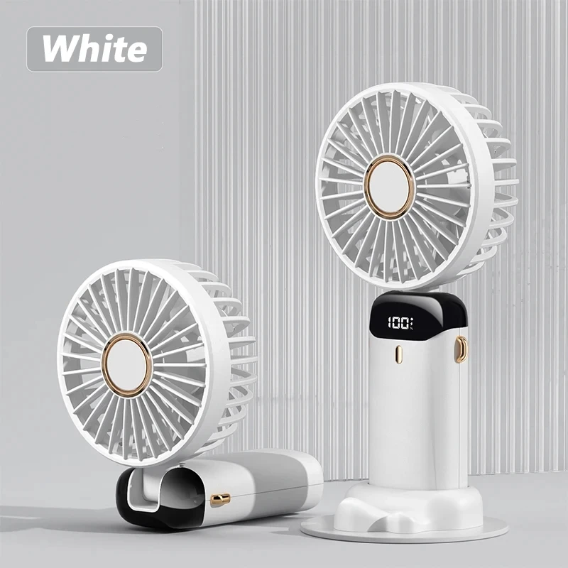 Ventilador de escritorio plegable mini MDUG, recargable, con pantalla LED.