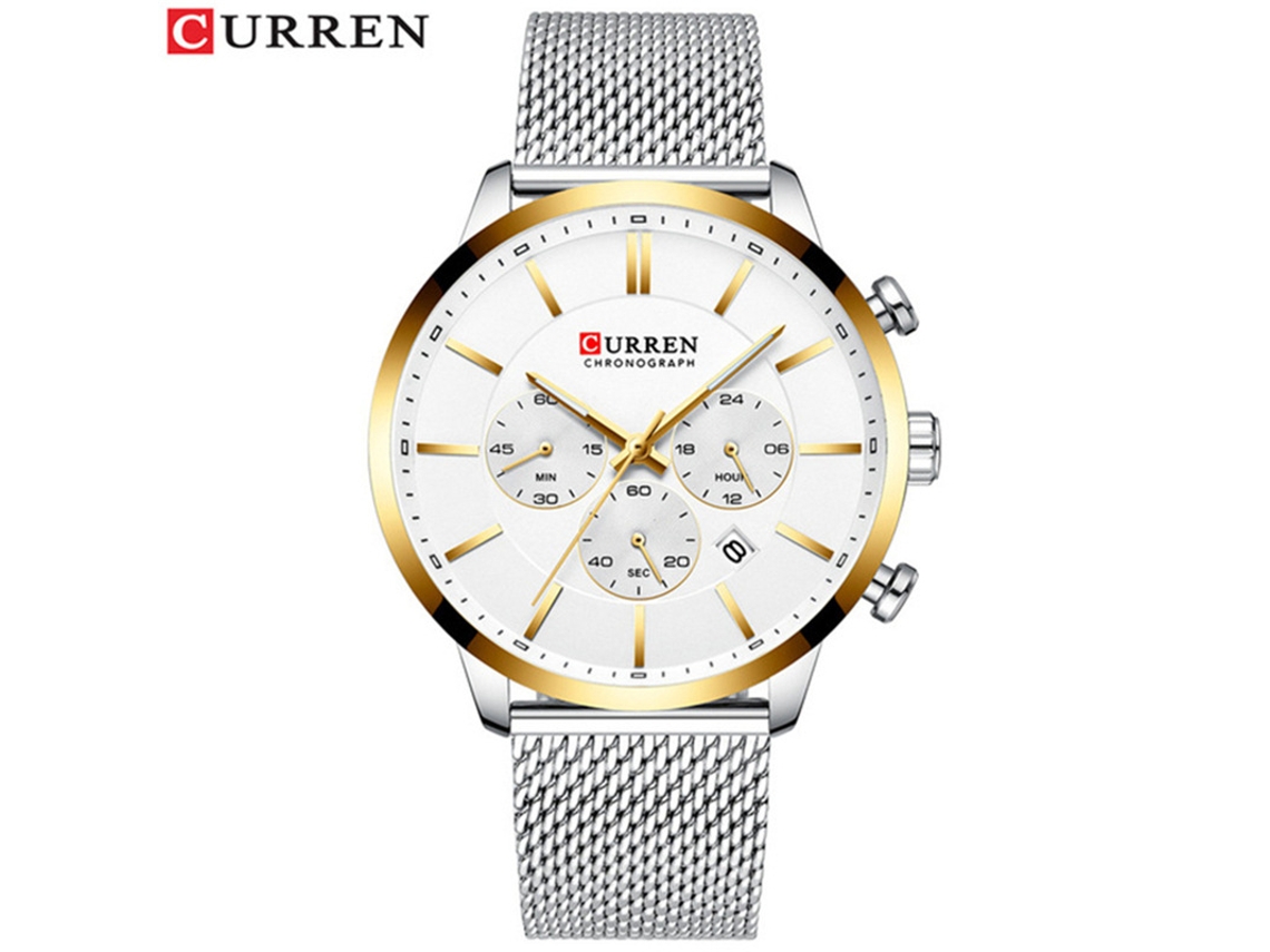 Reloj De Cuarzo Impermeable Para Hombre (plateado Y Dorado), Correa Milanesa De Seis Agujas, Indicador De Fecha.