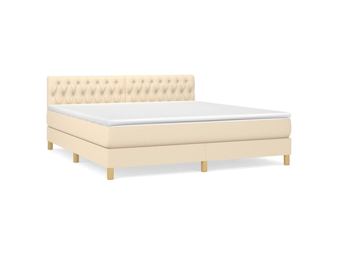 Maison Exclusive - Cama Box Spring Con Colchón Tela Color Crema 180x200 Cm