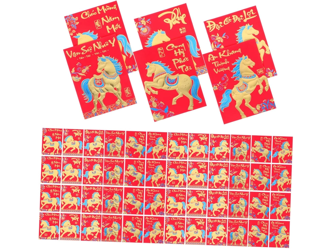360 Sobres Rojos Para El Año Nuevo Chino, Año Del Caballo, Ideales Para Regalos De Fiesta Vietnamitas.