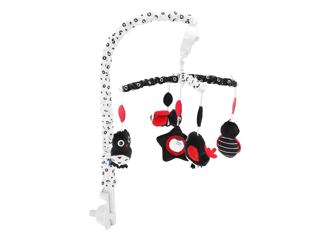 Muebles para cuna de bebé con caja musical, alto contraste, negro y rojo, felpa suave, previene el estrabismo, animales