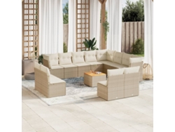 Conjunto de 13 sofás de jardín con cojines de mimbre beige de DKD Home Decor