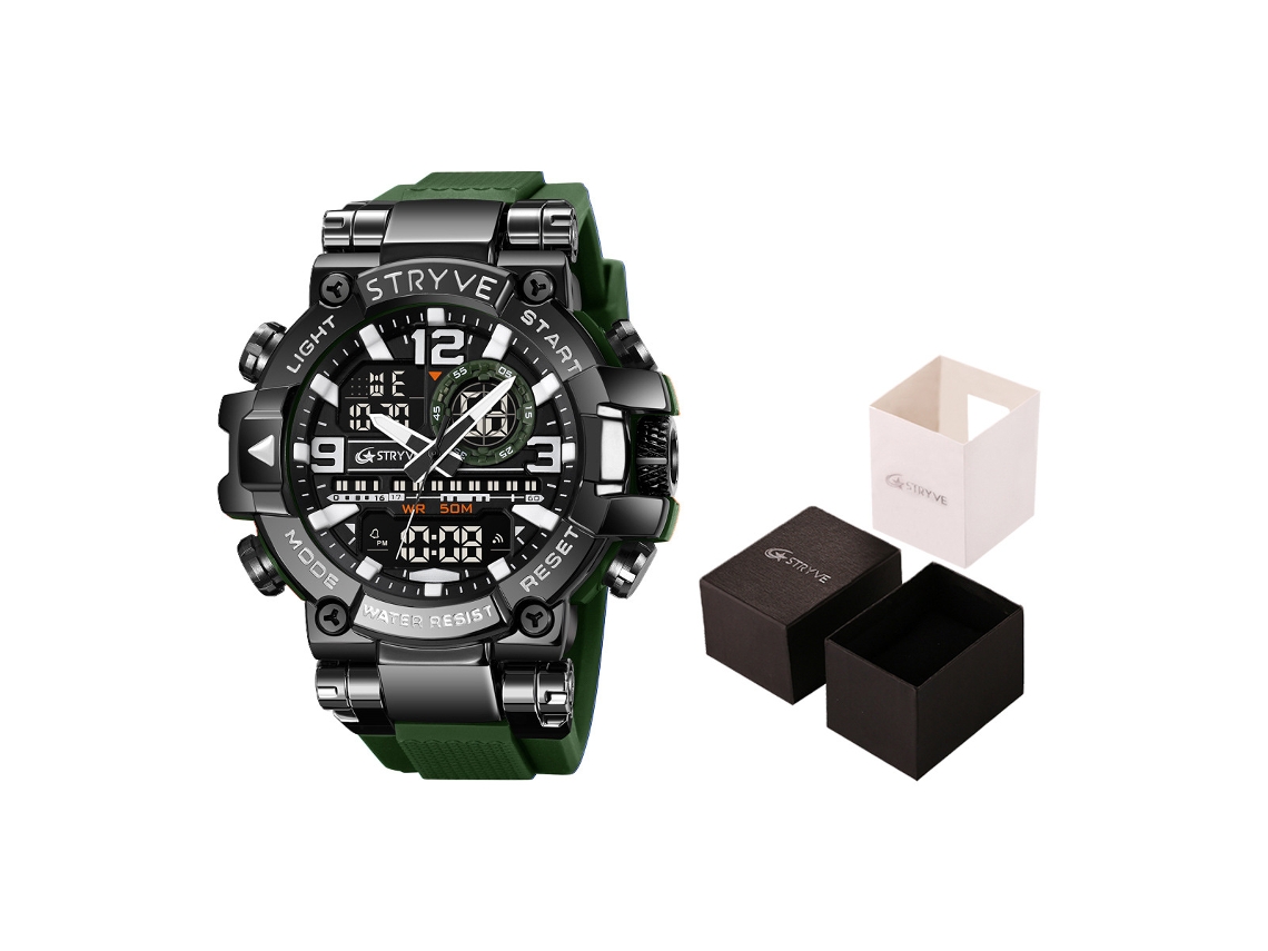 Reloj De Pulsera Deportivo Electrónico Luminoso E Impermeable (verde Militar), Multifuncional Y Moderno Para Estudiantes.