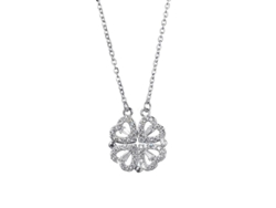 2026-colgante De Corazón Linjou Colgante De Trébol De Cuatro Hojas Plegable (plata)