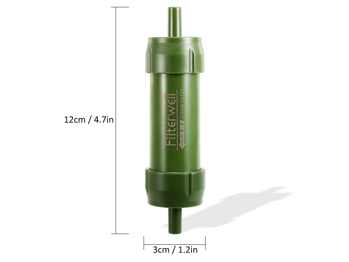 Filtro de agua para acampada al aire libre, viajes y uso en emergencias.