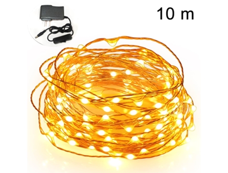 Botón de interruptor enchufable, cadena de luces LED de 10m, luces decorativas de alambre de cobre, 100 LED para bodas, dormitorios, Patio, Navidad