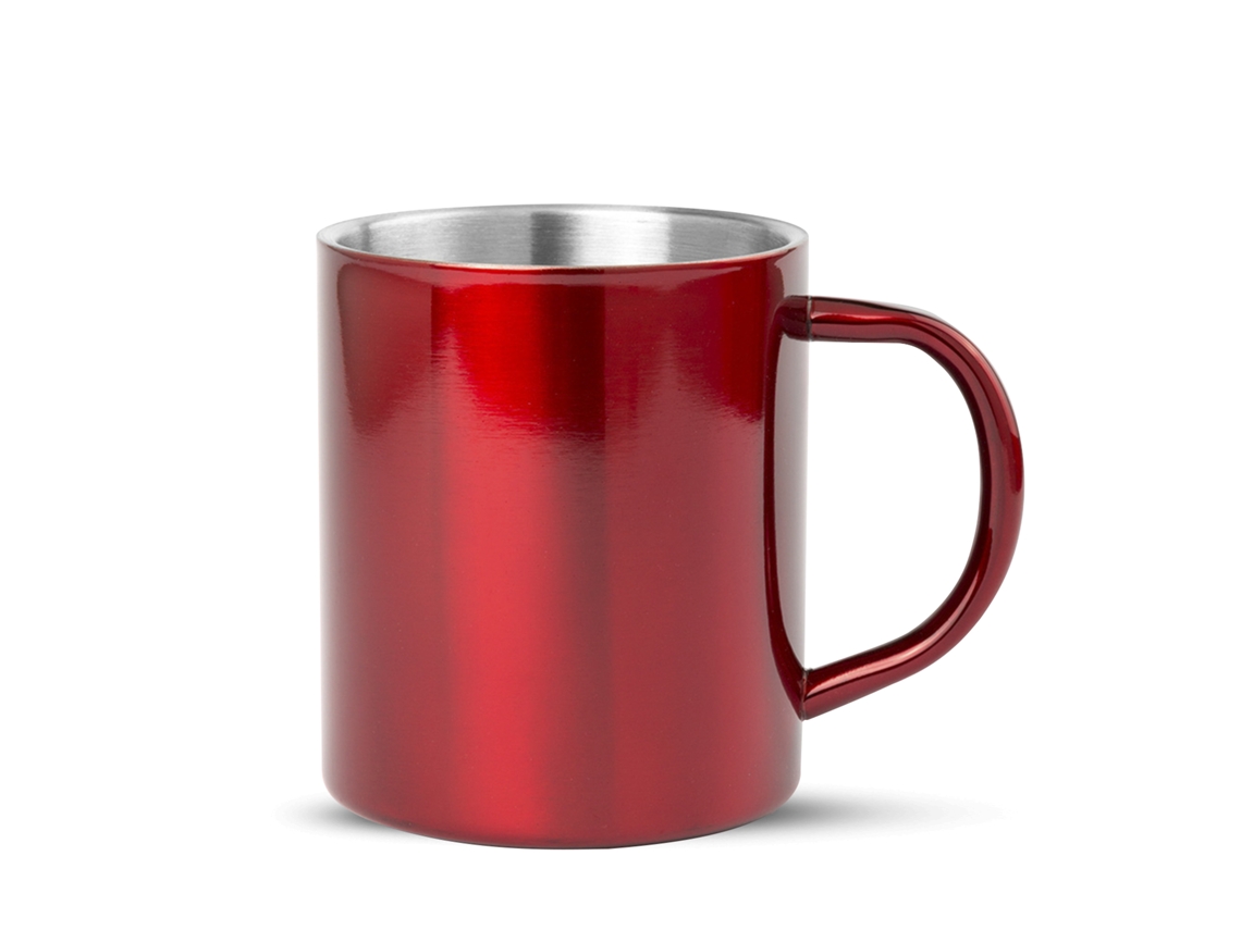 Taza de acero inoxidable Yozax con capacidad de 280 ml, diseño original de dos tonos y acabado brillante.