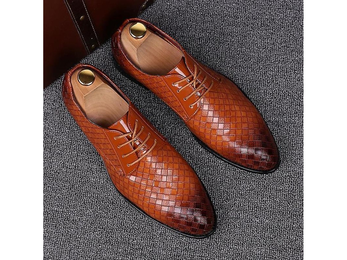 2026-zapatos De Cuero Formales Hombre Oxfords Rojos Geométricos Para Negocios, Bodas Y Fiesta Ybqjoo 38 Amarillo
