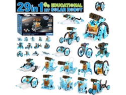 Coche de juguete transformable 29 en 1 para ensamblar, con energía solar y compartimento para pilas - Digitallab (azul)