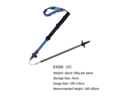 Bastón de trekking plegable y ligero E4201 con sistema de liberación rápida, ideal para senderismo, correr y rutas, fabricado en fibra de carbono.