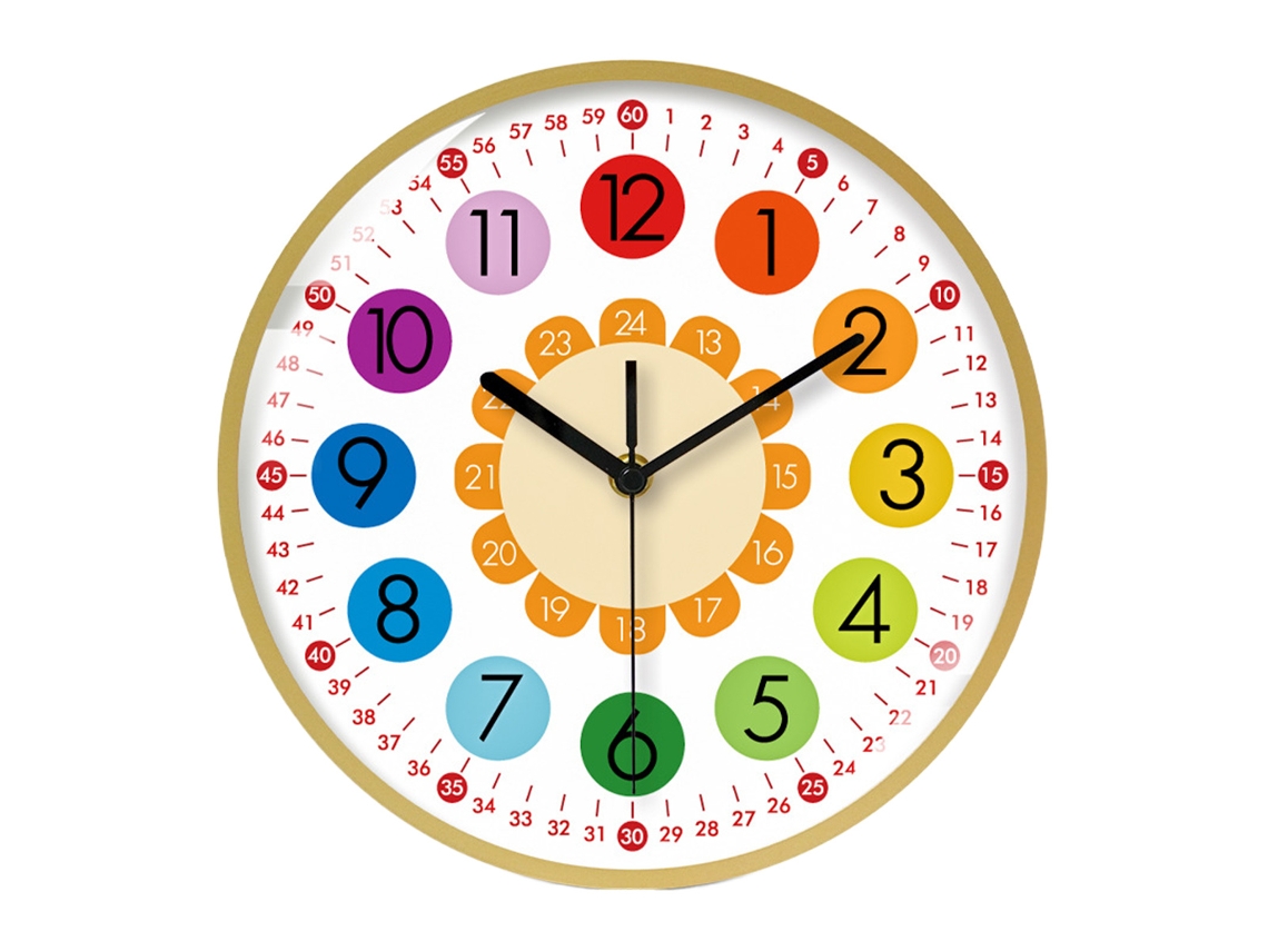 Reloj de aprendizaje infantil, fácil de leer, silencioso, sin tic-tac, decoración para aula/juego Kofihety