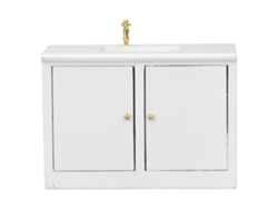 Lavabo De Madera En Miniatura Para Baño, Ideal Para Casas De Muñecas A Escala 1:12, Con Mueble Simulado, Color Blanco.
