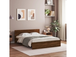 Estructura De Cama Con Cabecero Marrón Roble 150x200 Cm
