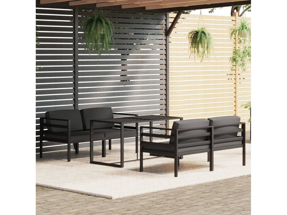 Incluye 5 piezas de Salón Jardín con Almofadões Aluminio Antracita Dkd Home Decor