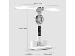 2026-lámpara De Estudio Led Con Ventilador, Reloj Y Portaminas, Control Táctil, Regulable 3000k-6000k, Dimmable
